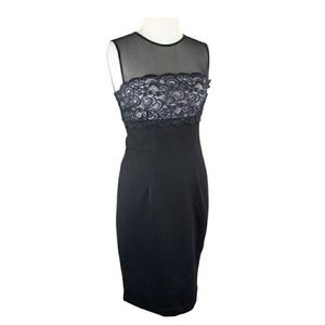 Maggy London Black Illusion Lace Sleeveless Sheath